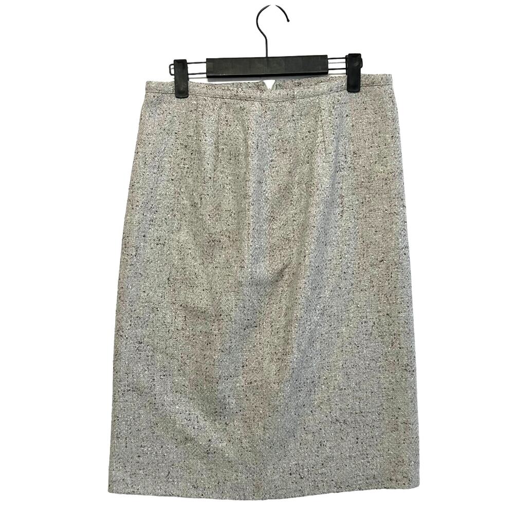 Valentino Miss V Wool Blend Tweed Skirt Vintage Women's Sz 46/12 Gray Lined